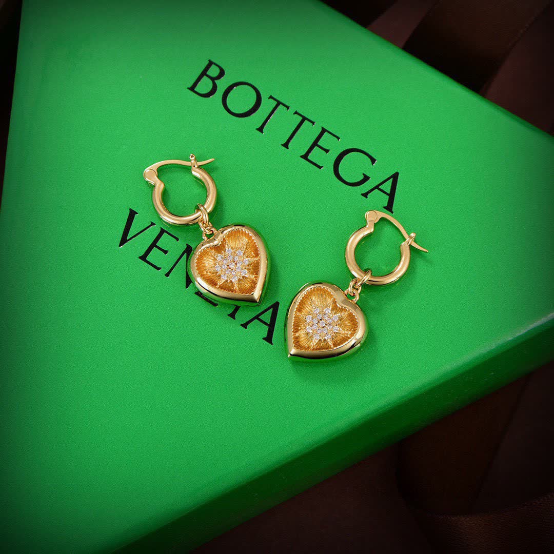 Bottega Veneta Gold Heart Earrings